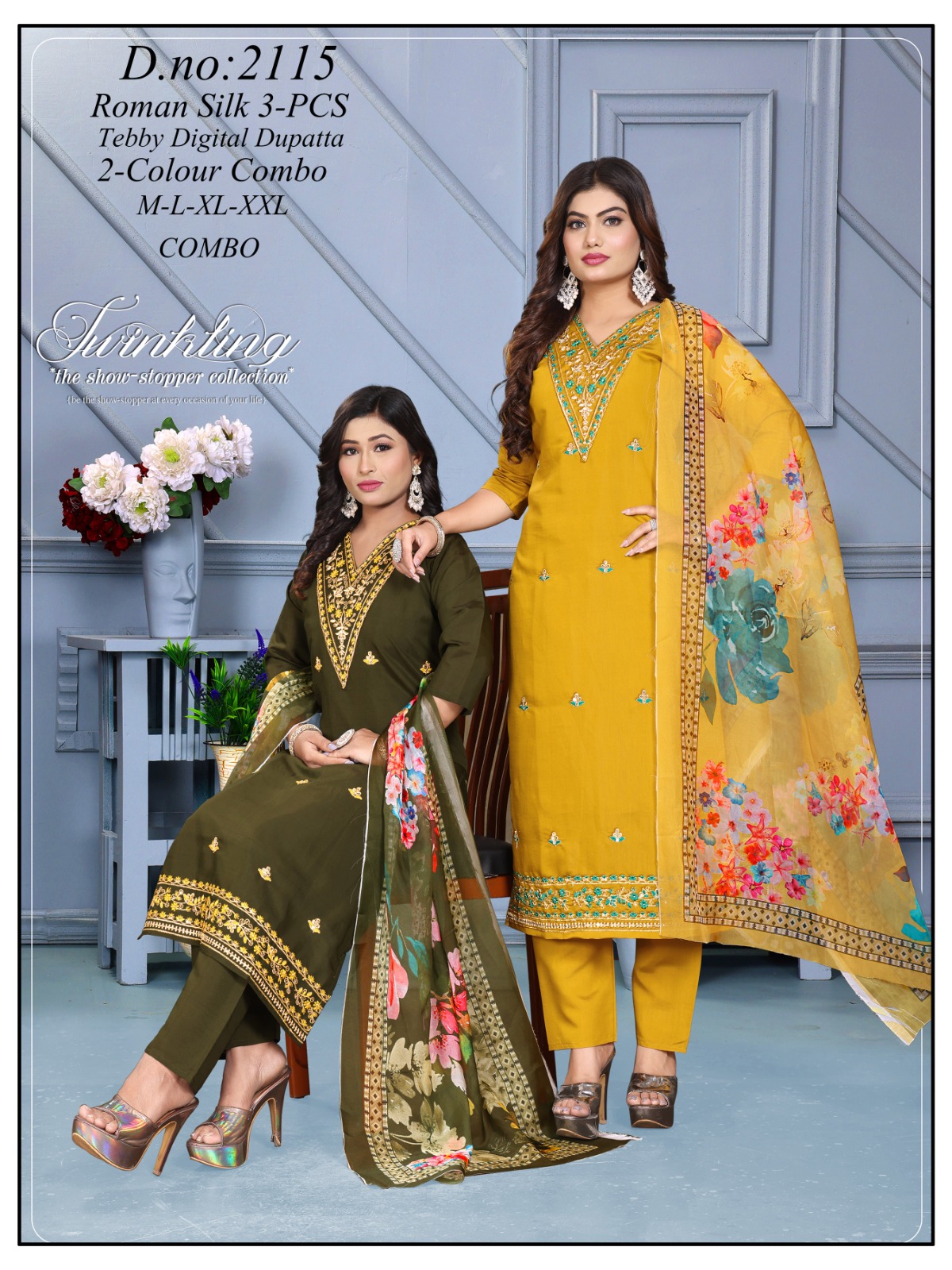 Roman Silk With Tebby Digital Dupatta